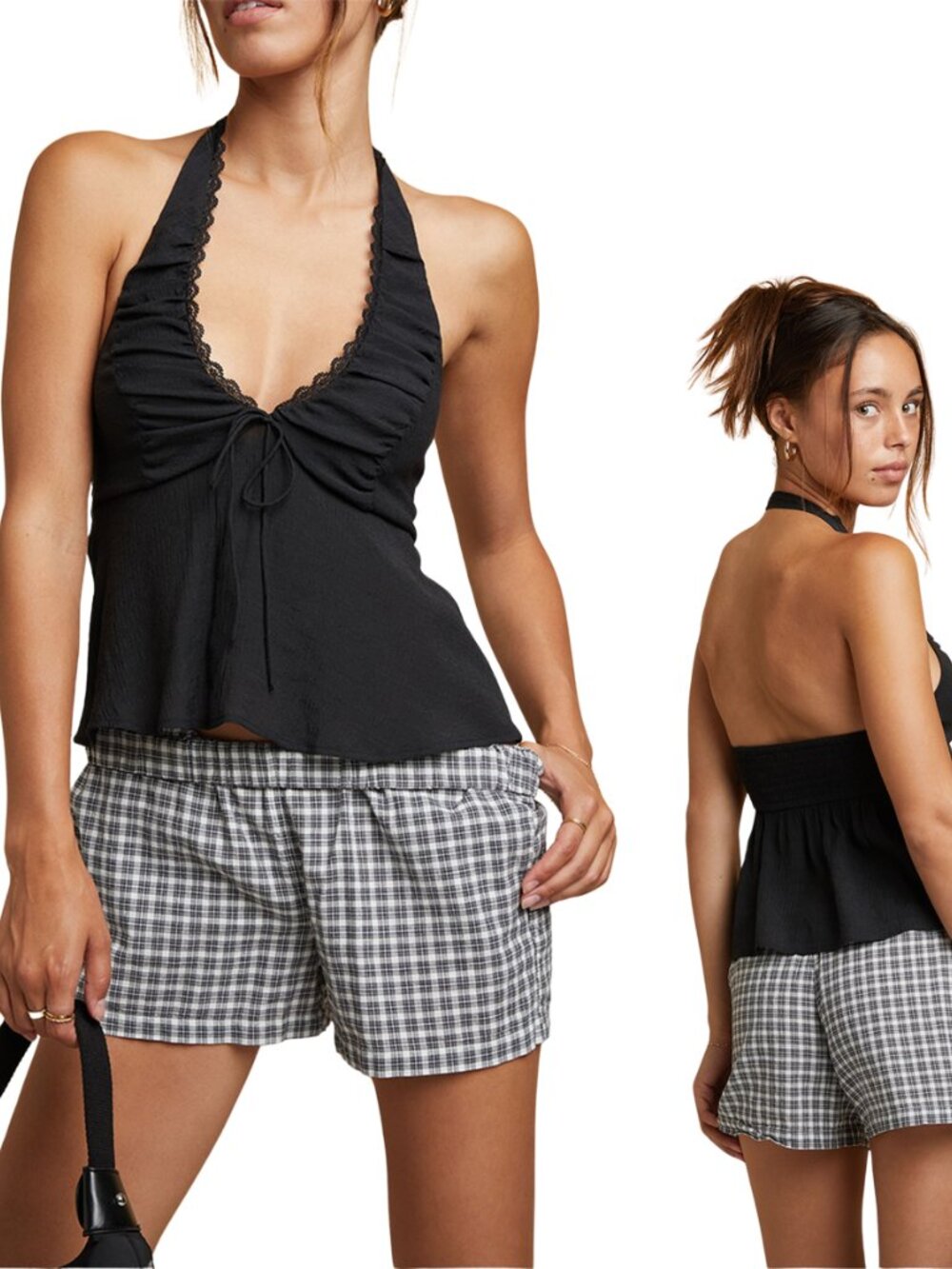 NWT Beverly and Beck Black Lace Halter Open-Back Top (PacSun Exclusive) - Small